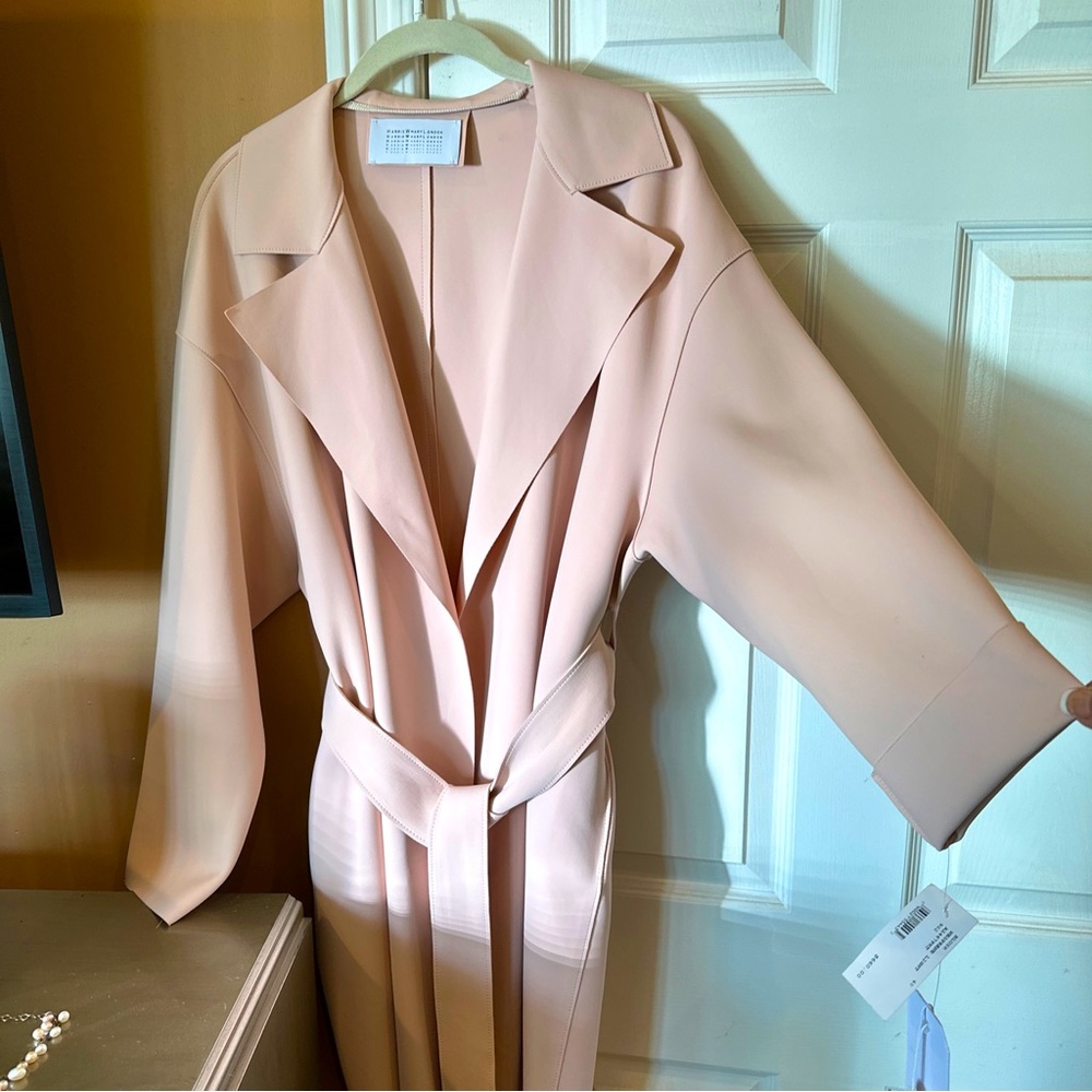 blush color Harris Wharf London Trench coat